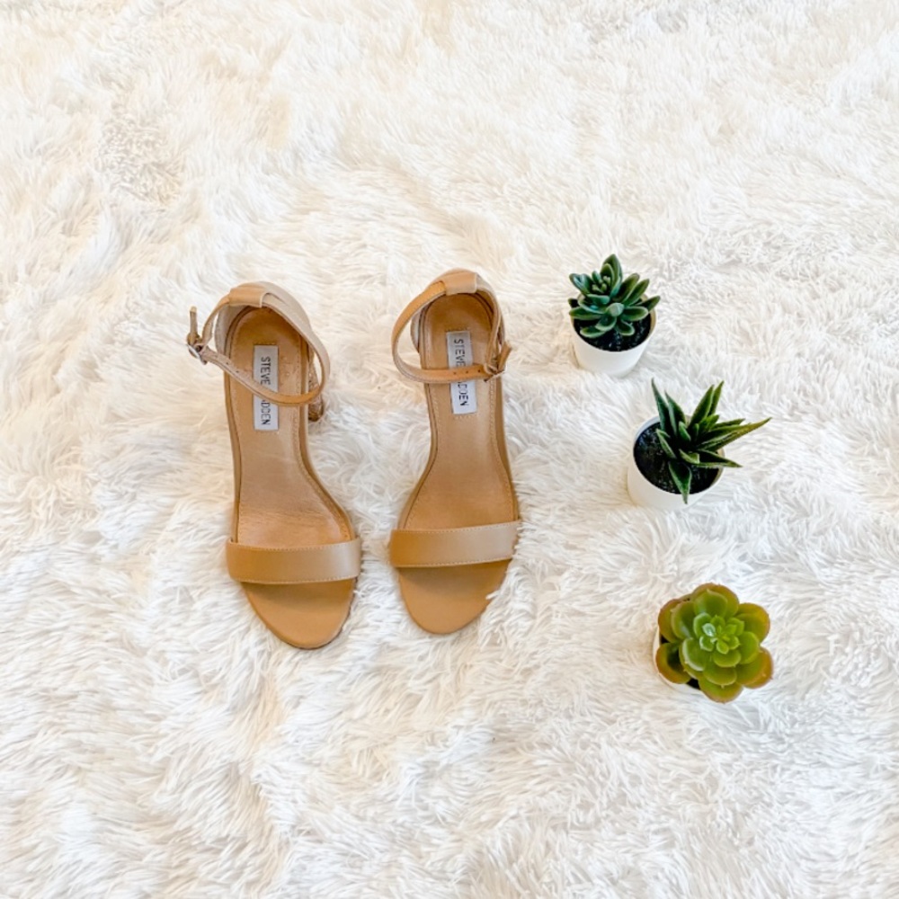 Steve Madden Nude Jeweled Ankle Strap Heels - Picture 2 of 9